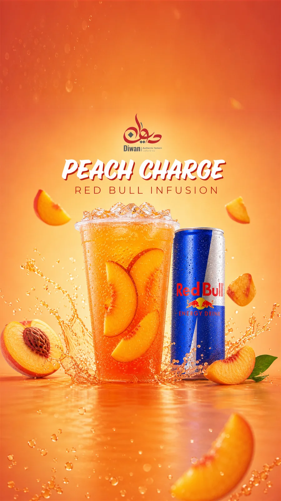 Diwan Peach Charge Red Bull infusion