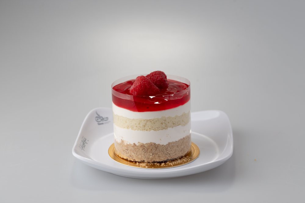 Raspberry cheesecake on a plate